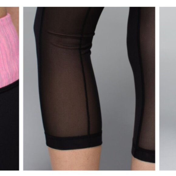 Lululemon Breathe Easy Crop Black Wee Are From Space Neon Pink Opal Size 6 EUC - Picture 11 of 12